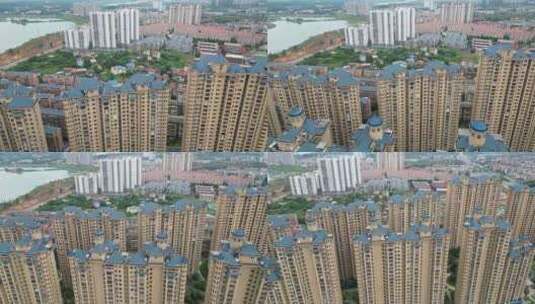东城国际第三代住房房产小区航拍高清在线视频素材下载