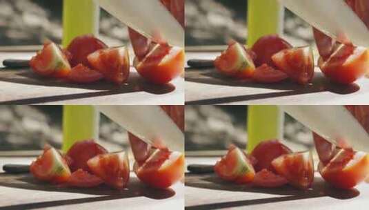 西红柿切成两半高清在线视频素材下载