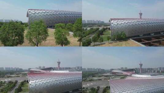 安徽蚌埠奥林匹克体育中心航拍高清在线视频素材下载