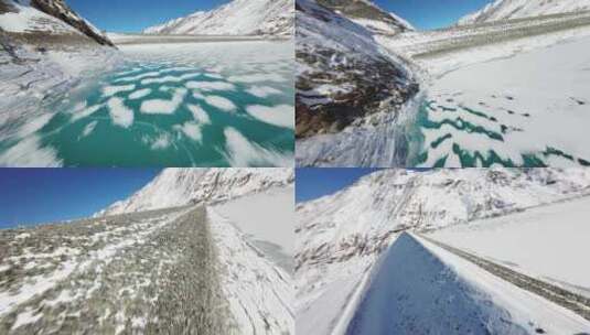 冰冻，湖，雪，山高清在线视频素材下载