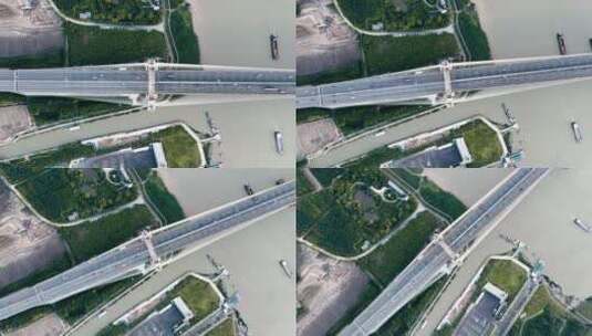 闵浦大桥航拍高清在线视频素材下载