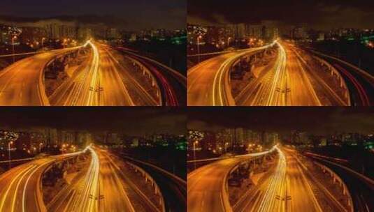 高速公路夜景延时摄影高清在线视频素材下载
