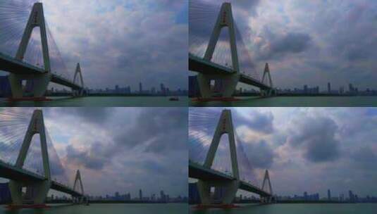 海口世纪大桥延时跨海大桥海滨城市风光高清在线视频素材下载
