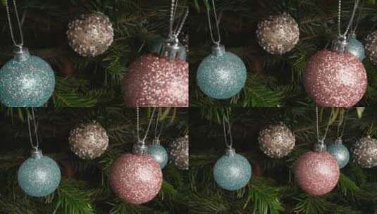 圣诞节彩色铃铛装饰展示高清在线视频素材下载