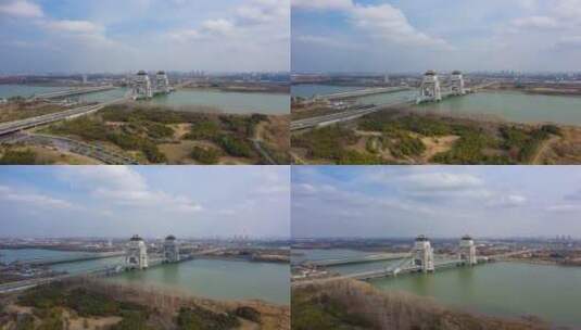 0016-扬州延时万福大桥蓝天白云延时高清在线视频素材下载