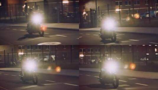 男人在夜晚骑摩托高清在线视频素材下载