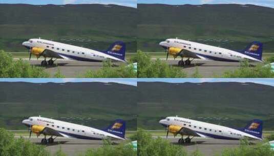 冰岛航空公司机场停靠的飞机高清在线视频素材下载