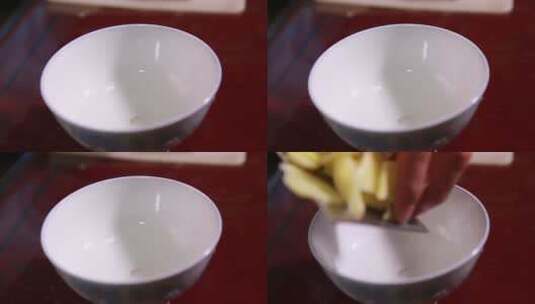 白瓷碗里装生姜片高清在线视频素材下载