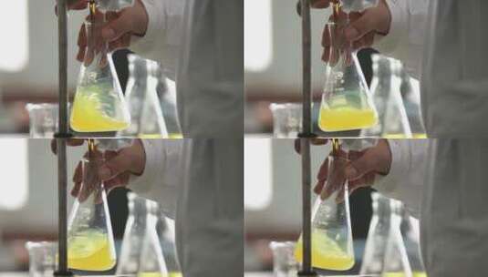 烧杯试管蒸馏瓶化学实验检测高清在线视频素材下载