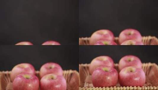 竹篮里装红富士苹果高清在线视频素材下载