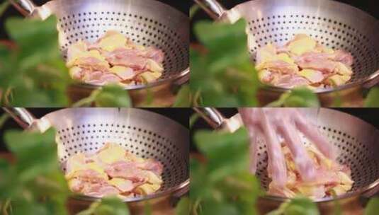 米酒葱姜腌制鸡肉去腥高清在线视频素材下载