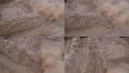 黄河水利工程小浪底大坝泄洪洪水航拍4k高清在线视频素材下载