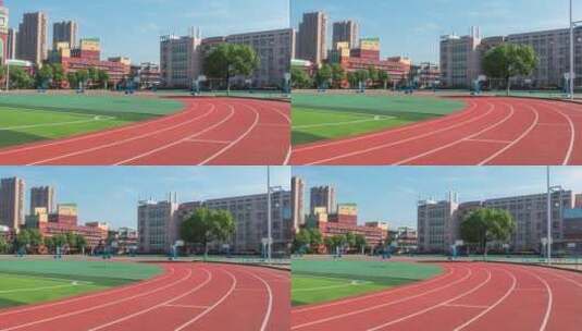 空无一人的学校足球场操场跑道4k高清在线视频素材下载
