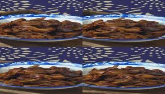 酱卤鸭胗卤菜熟食鸭胗美味4k竖版滑轨平移高清在线视频素材下载