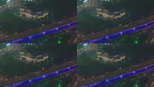 鸟瞰城市夜景高架路车流高清在线视频素材下载