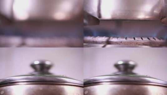 【镜头合集】煤气炉灶台点火做饭锅具高清在线视频素材下载