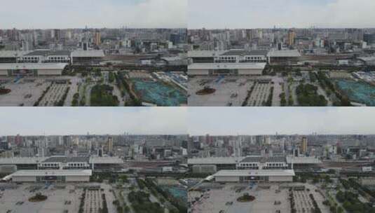 河南郑州火车站航拍高清在线视频素材下载