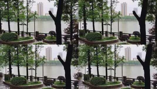 湖南衡阳湘江风光带桥头公园自然风光高清在线视频素材下载