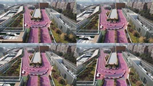 航拍无锡经济开发区屋顶赛道高清在线视频素材下载