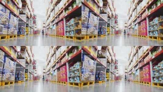 量贩超市货架货物食品高清在线视频素材下载