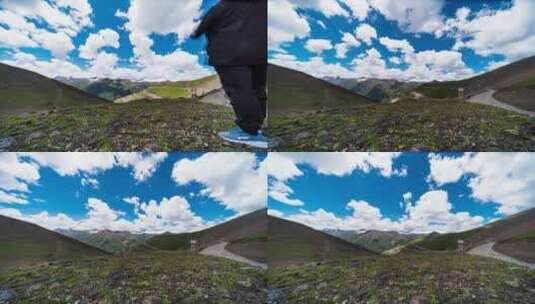 西藏高海拔蓝天白云延时摄影高清在线视频素材下载