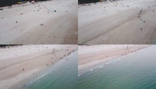 俯视航拍无人黄金沙滩小清新北海高清在线视频素材下载