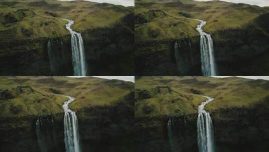 静谧的峡谷大瀑布高山流水震撼高清在线视频素材下载