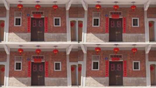 泉州古厝大门建筑特写闽南建筑红砖房子高清在线视频素材下载