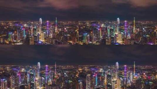 广州天河珠江新城CBD夜景延时航拍4K高清在线视频素材下载
