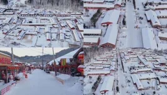 中国雪谷东北雪谷4K航拍高清在线视频素材下载