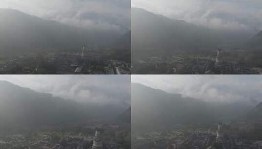 山西五台山灵鹫峰菩萨顶禅院航拍高清在线视频素材下载