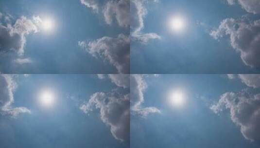 蓝天白云太阳在云中穿行空镜高清在线视频素材下载