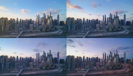 迪拜城市立交日转夜延时高清在线视频素材下载