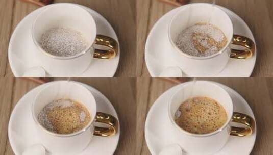 热水冲泡速溶咖啡粉高清在线视频素材下载