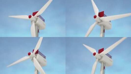 蓝天下风力发电机C4D高清在线视频素材下载