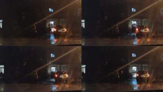 雨夜，一个姑娘上了对面的车高清在线视频素材下载