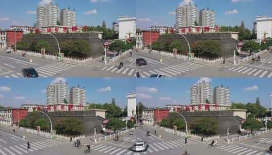 陕西汉中古城墙右环绕高清在线视频素材下载
