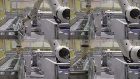 工业手臂机器人正在工厂生产高清在线视频素材下载