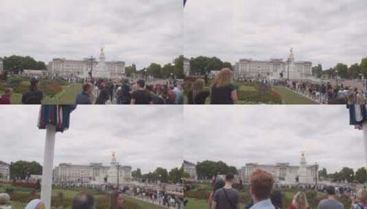 人群走向白金汉宫的跟踪拍摄高清在线视频素材下载