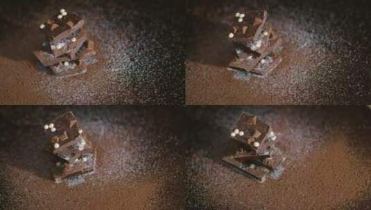 旋转的巧克力块的高角度拍摄高清在线视频素材下载