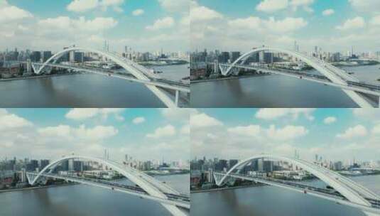 上海卢浦大桥无人机航拍4K高清在线视频素材下载