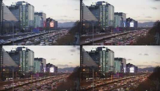 北京中关村 苏州街 车流 日转夜 延时高清在线视频素材下载