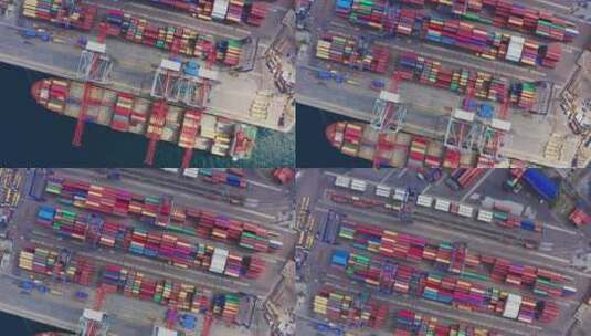 航拍繁忙的港口高清在线视频素材下载