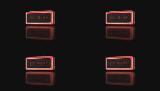 红色动态电子时钟闹钟带通道视频高清在线视频素材下载