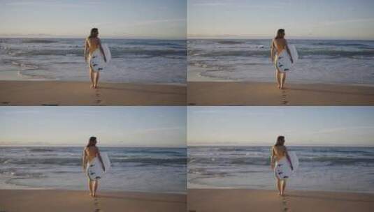 海边散步的冲浪者高清在线视频素材下载
