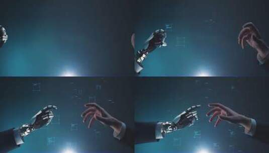 机器人手指与未来触碰高清在线视频素材下载