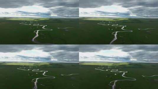航拍呼伦贝尔草原莫日格勒河风光高清在线视频素材下载
