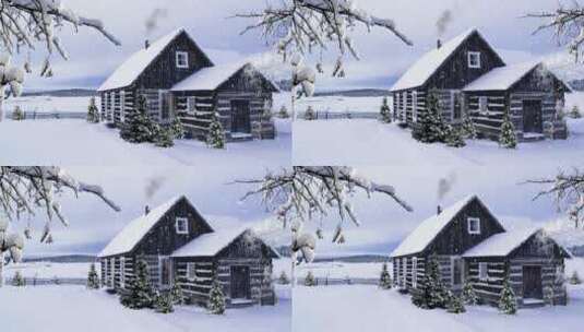 美丽的冬天雪景特写 高山森林小河树木高清在线视频素材下载