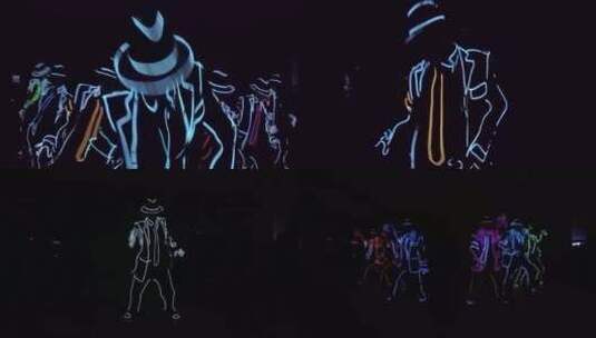 电光衣迈克尔杰克逊舞蹈舞台效果高清在线视频素材下载