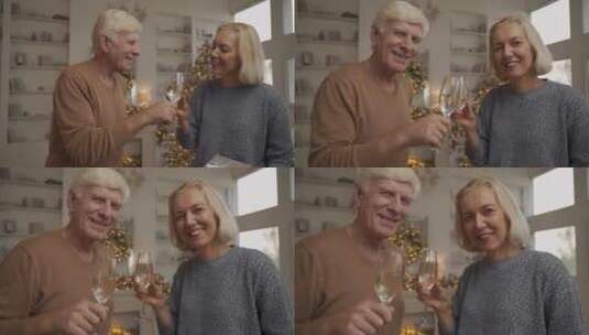 浪漫的老年夫妇一起庆祝圣诞节高清在线视频素材下载